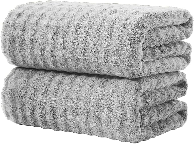 KBY Bath Towels Set of 2, Extra Large Bath Sheets 40X80 Inches,Quick Dry, Ultra Soft，Durable & Super Absorbent Oversized Bathroom Towel Sets for Adults, Gym, Spa, Pool & Hotel（ Gray）