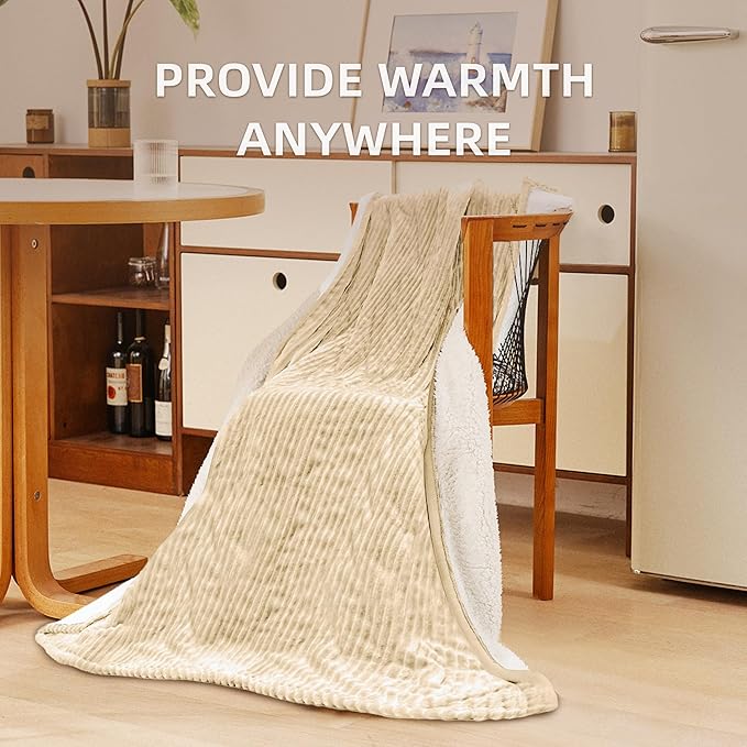 JET'S HOME Heated Blanket 50"x60" - ETL Certified Flannel Electric Blanket Throw Machine Washable Heating Throw with 9 Heating Levels 10 Hours Adjustable Auto-Off (Sandy Beige)