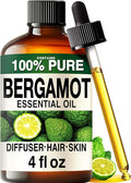 100% Pure Bergamot Oil - 4 Fl Oz Bergamot Essential Oil for Hair, Skin, Diffuser, Aromatherapy & DIY Soap Making Scent