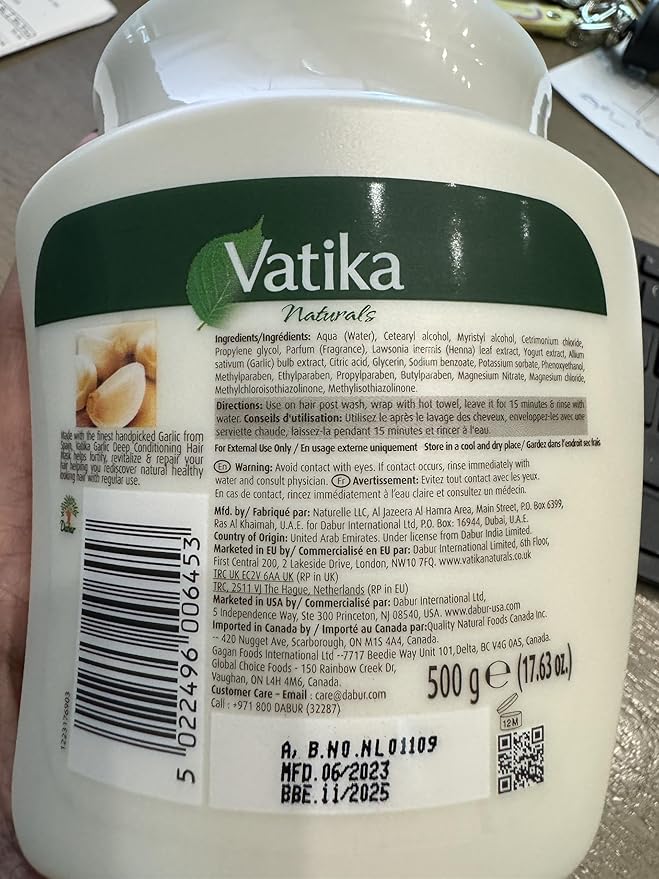 Dabur Vatika Naturals Garlic Hair Mask Treatment Cream, 500 Gram