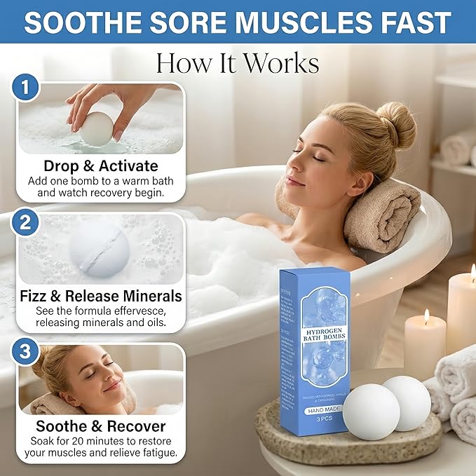 Magnesium Bath Bombs – Epsom Salt & Hydrogen Water Soak for Muscle Recovery, Aromatherapy Stress Relief & Post-Workout Relaxation – 3 Pack Orange, Vanilla & Cinnamon