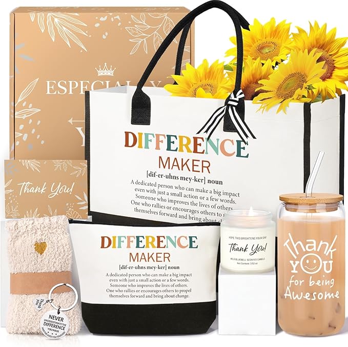 iAOVUEBY Employee Appreciation Gifts, Thank You Gifts for Women, Appreciation Gift for Coworkers Teacher Nurse Boss Farewell Retirement Employees Thank You Gift Box, Canvas Tote Bag Gratitude Baskets