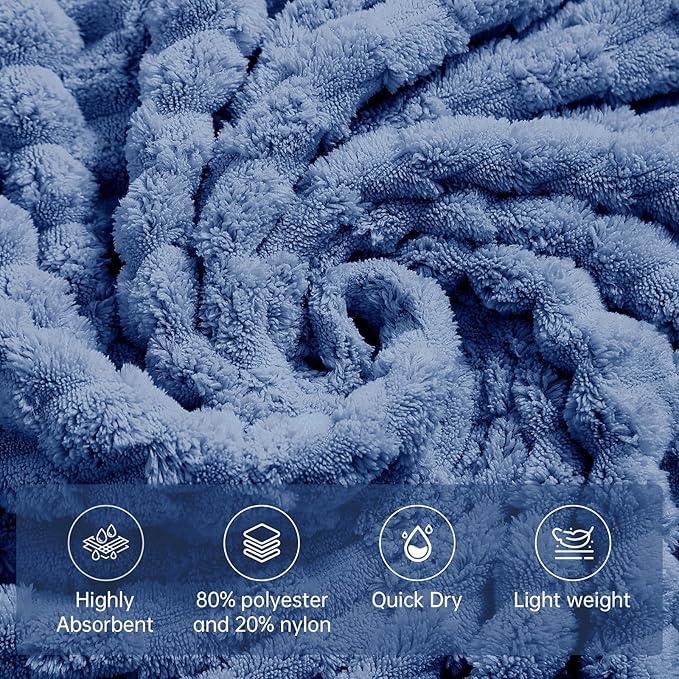 Extra Large Bath Towel Sheet-40x80 Inches Oversized,Super Soft,Quick Dry,Microfiber Shower Towels Highly Absorbent,Plush Bathroom Towels for Adults, Premium Quality (Blue, 2PCS)