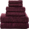 SKL Home CloudSoft 100% Cotton Luxury 6-Piece Towel Set, 600 GSM, Ultra Plush & Absorbent - 2 Bath Towels, 2 Hand Towels, 2 Washcloths, Bordeaux