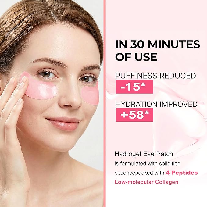 60 PCS Peptides Collagen Hydrogel Eye Patch | Gel Eye Patches for the appearance of Dark Circles, Undereye Bags | Firming, Age-Defying Care with Retinol, Collagen | Korean Skin Care