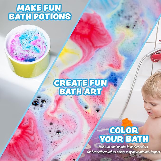Tub Works® Lil' Bursts™ Mini Bath Bombs for Kids, 90 Count, Candy Splash | Nontoxic | Tiny Kids Bath Bombs with A Burst of Color, Foam & Bubbles | Customize Toddler Bath with Colors | Create Tub Art