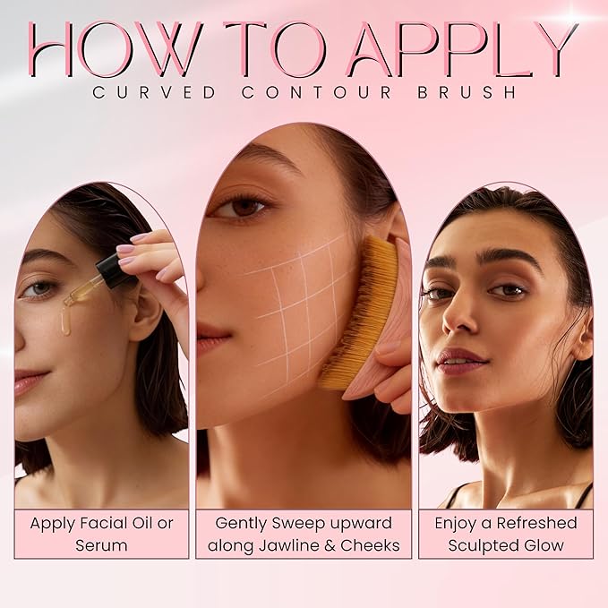 3 in 1 Lymphatic Contour Face Brush – Face Brush for Lymphatic Drainage with Soft Bristles & Plastic Handle, 2 Gua Sha Tools for Facial Sculpting, Jawline, Double Chin & Depuffing