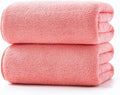 Lumimi Towels 2 Piece Soft Microfiber Bath Towel Set Salon Gym Yoga Travel Super Absorbent Lightweight Quick Dry and Durable, 55" L x 27" W, 2 Pack Pink Red