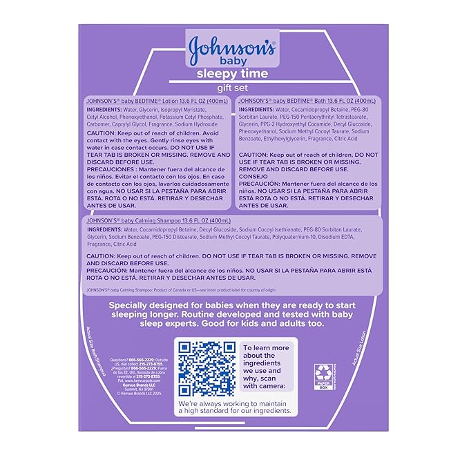 Johnson's Baby Sleepy Time Gift Set with Calming Bedtime Bath, Bedtime Lotion & Calming Shampoo, Baby Bedtime Essentials with Relaxing NaturalCalm Aromas, Hypoallergenic, 3 Items (Pack of 4)