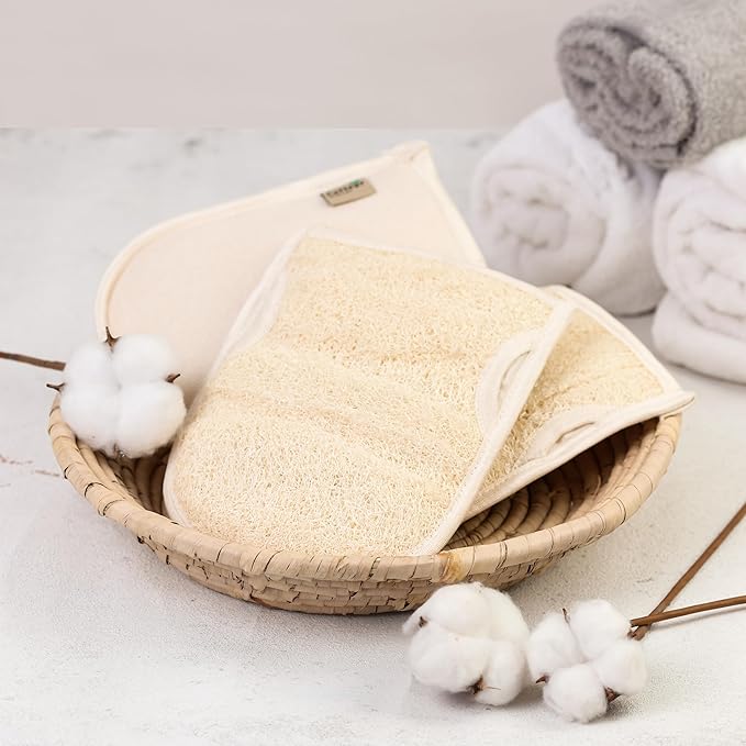 Premium Exfoliating Loofah Gloves – Natural Egyptian Loufa Sponge Body Scrubber Mitts for Soft, Radiant Skin – Gentle Exfoliation & Deep Clean (1-Pack) (Count 1)