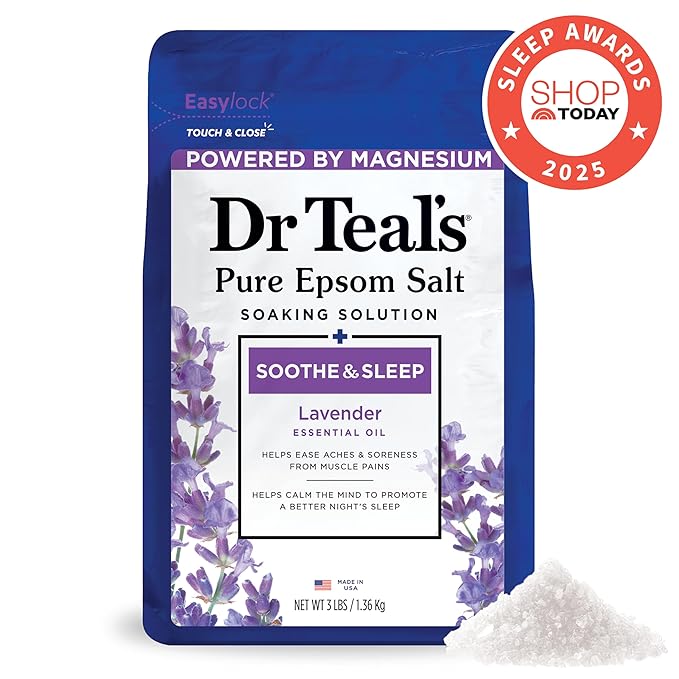 Dr. Teal's Epsom Salt Soaking Solution and Foaming Bath with Pure Epsom Salt Combo Pack, Lavender