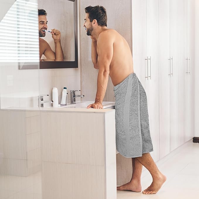 Commercial Bulk Pack of 12 Bath Towels – 100% Cotton Terry 24" x 48" – Ideal for Hotels, Salons, Gyms, Spas & Institutional Use – Light Grey