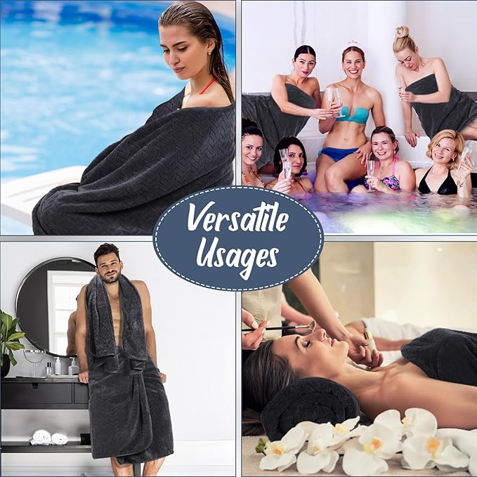 SmoothNovelty 16 Pack Microfiber Bath Towels Bulk 27'' x 60'' Oversized Size Bath Towel Highly Absorbent Extra Large Soft Drying for Beach Shower Summer Salon Sport Gym Party (Wheat,Black)