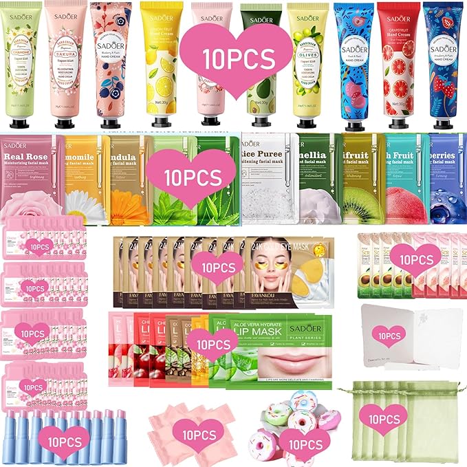140 Pcs Spa Party Supplies Slumber Party Organza Bags Spa Party Favors Spa Sleepover Kit Birthday For Most Skin Type At Home Spa Kit