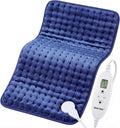 Electric Heating Pad, 2025 Upgraded Dual Mode Controller (Manual and auto Off Mode),Multiple Safety protections, Comfortable Soft, Machine Washable（18"x 33" Dark Blue）