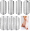 Moxweyeni 8 Pack Silver Foot File Callus Remover Replacement Blades Metal File Callus Remover Hard Skin Remove Stainless Steel 2 Designs Big/fine Hole for Detachable Foot Scrubber