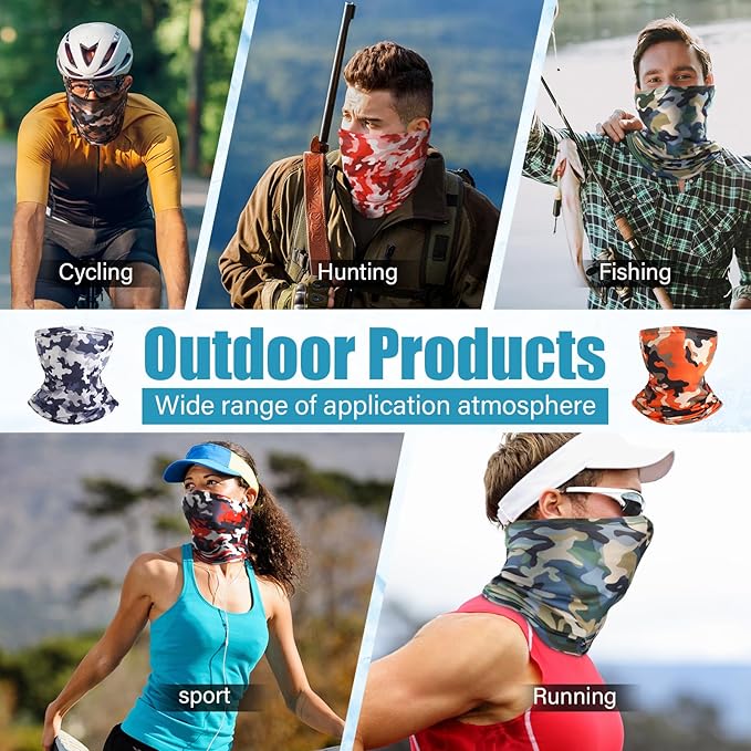 SATINIOR Summer Camo Neck Gaiter UV Protection Cooling Face Mask Sun Hood Bandanas for Men Women Sunscreen Breathable Bandana
