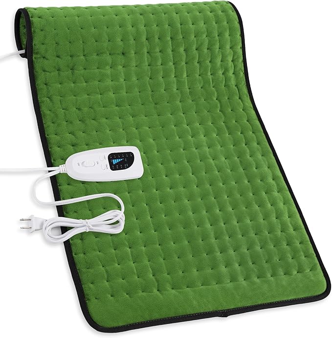 Deepsoon Heating Pad,Electric Heating Pads for Back,Neck,Moist Heating Pad for Abdomen Shoulder Knee Legs,Dry/Moist Heat&Auto Shut Off,Mother's Day Birthday for Men and Women,Green Black,33x17 Inch