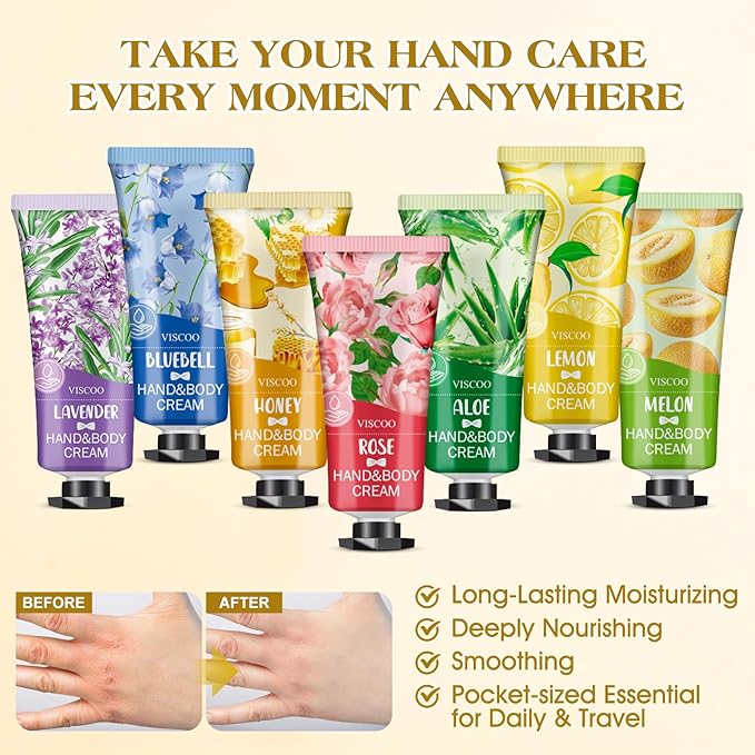 VISCOO 84 Pack Hand Cream Gifts Set for Women, Mothers Day Gifts, Teacher Appreciation Gift, Nurses Week Gift, Bulk Gifts for Women, Moisturizing Mini Hand Lotion Travel Size for Dry Cracked Hands