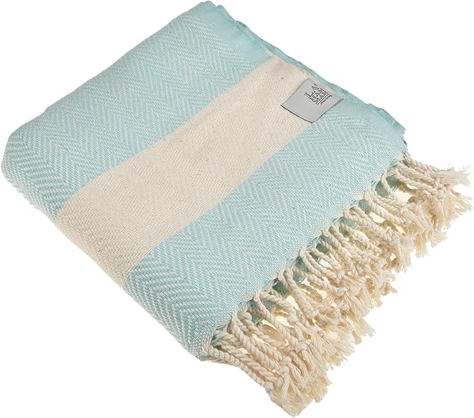 Personalized Embroidered Beach Towel | Throw Blanket, Easy Carry Sand Free, Highly Absorbent, Quick Dry, Turkish Towels for Travel Camping Bath Sauna Beach Gym Pool Yoga SPA by Lahammam, Herring, Aqua