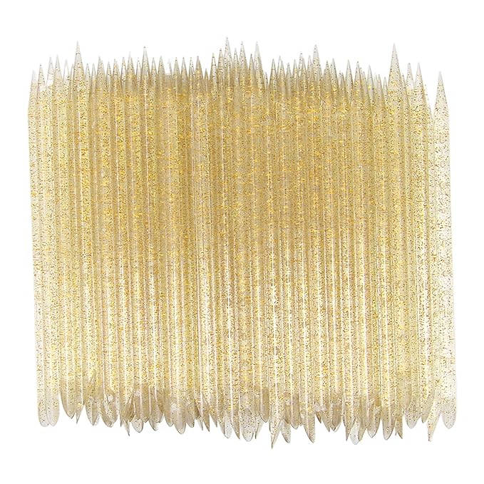 100 pieces disposable cuticle pusher, cuticle pusher remover cleaner for fingernail, cuticle cleaning and nail care for beginners and professional nail technicians(yellow)
