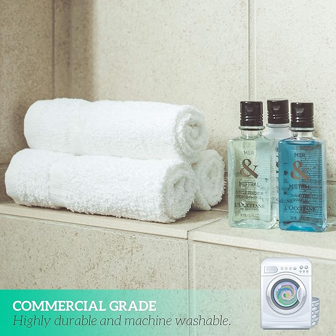 GREEN LIFESTYLE Washcloths 12" x 12" 40 Pack - 100% Cotton Wash Cloths, Soft Absorbent Face Towels, Bulk Washcloths for Body, Bathroom, Shower and Daily Use (White)