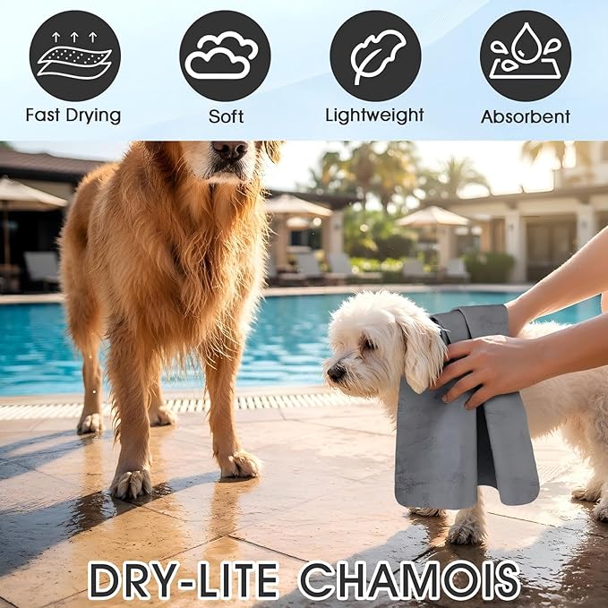 SmoothNovelty 2 Pack Swim Chamois Towel Water Absorbent Quick Dry Towel Shammy Chamois Cloth for Swimming Car Drying Diving Water Sports Beach Shower Pool Swimmer Gift