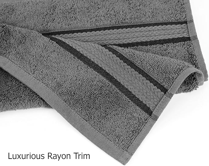 COTTON CRAFT Ultra Soft Hand Towels - 6 Pack 100% Cotton Face Towels - Absorbent Quick Dry Everyday Luxury Hotel Bathroom Kitchen Spa Gym Shower Pool Picnic Dorm - Plush 580 GSM - 16x28 - Charcoal
