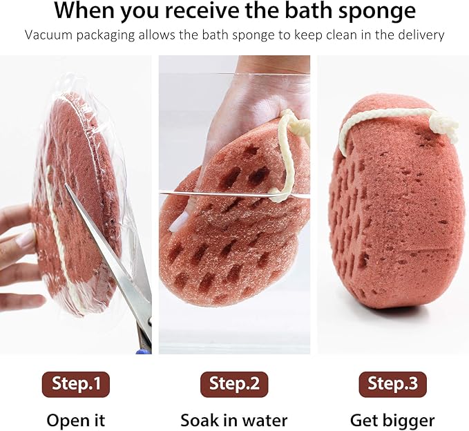 BAIMEI IcyMe Bath Sponge 2-Pack -Shower Loofah Body Scrubber with Gentle Exfoliation & Quick Lathering, Pink Grey Shower Pouf