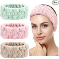 Chuangdi 3 Pieces Terry Cloth Elastic Headbands for Women - Makeup, Face Washing, Yoga, Sports, Shower (Pink, Green, Brown)