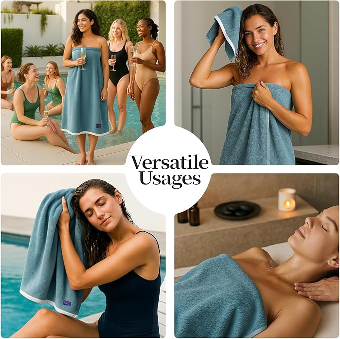 REDKISS 6 Piece Luxury Bath Towel Set, 2 Bath Towels, 2 Hand Towels, 2 Washcloths, 100% Cotton Ultra Soft Highly Absorbent Quick Dry Towels for Bathroom, Gym, Spa, Hotel, Sky Blue