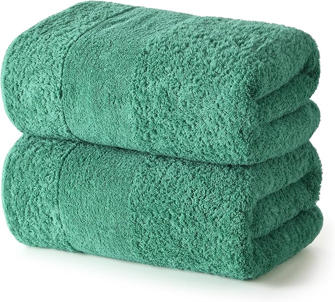REDKISS Towels 2 Pack Luxury Extra Large Bath Towels Set 30 x 58 Inches – 100% Cotton, Ultra Soft Highly Absorbent & Quick Dry Towels for Bathroom, Gym, Hotel, Spa, Aurora Green