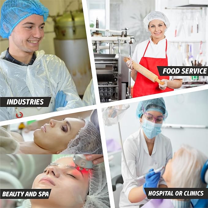 Disposable Bouffant Caps 21 Inch Non Woven Hair Net Elastic Head Cover For Food Service Kitchen Salon Lab Spa And Hygiene Use