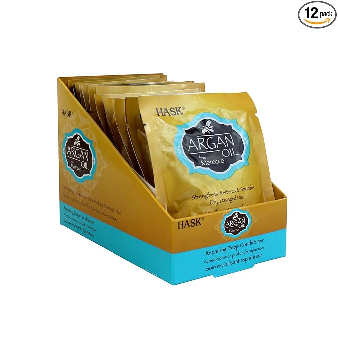 HASK ARGAN Repairing Deep Conditioner Treatments for all hair types, color safe, gluten-free, sulfate-free, paraben-free - Pack of 12