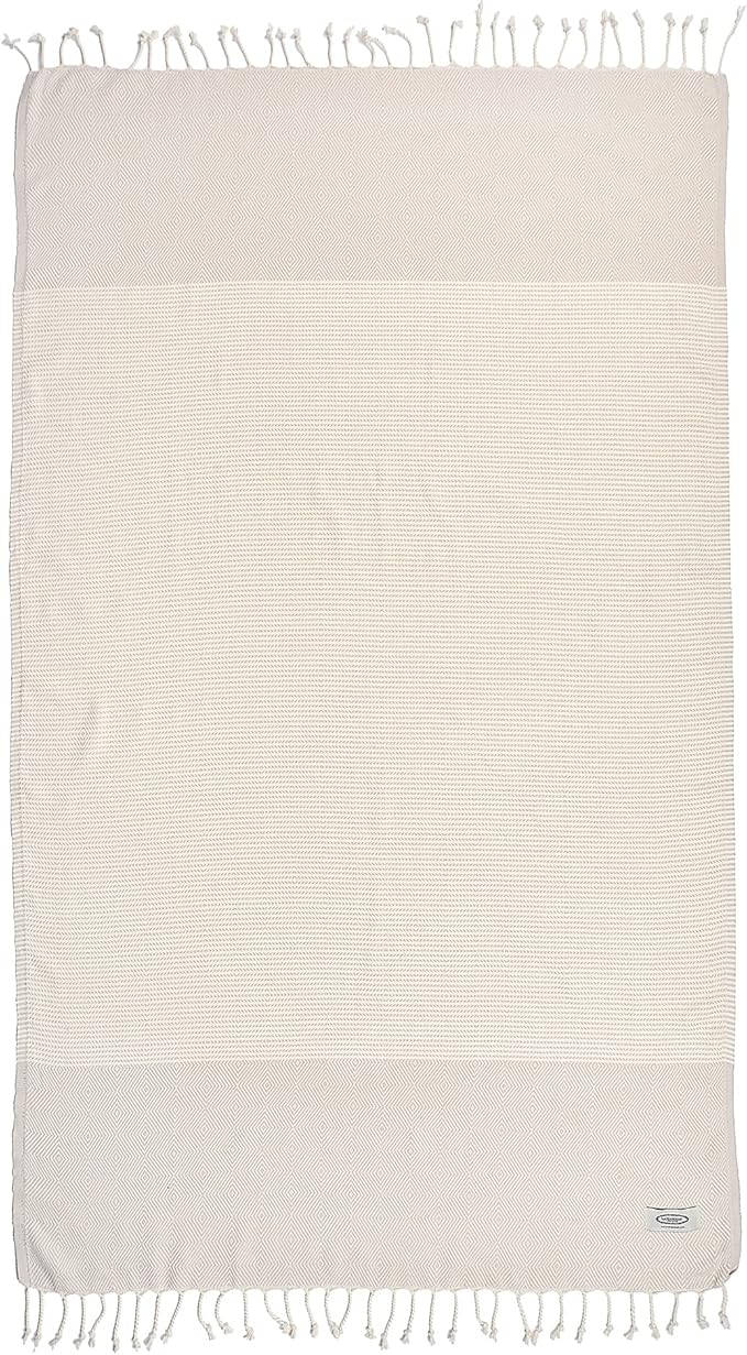 Personalized Embroidered Beach Towel | Throw Blanket, Easy Carry, Sand Free, Highly Absorbent, Quick Dry, Turkish Towels for Camping Bath Beach Gym Pool Yoga SPA by Lahammam, Mediterranean, Beige