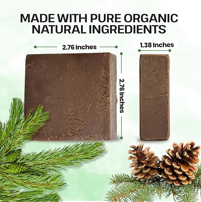 Dr.Ancient Pine Tar Black Soap Bar, Organic Soap Bars Handcrafted the Traditional Way, Natural Chemical-Free, Vegan, Used for Face and Body, Deep Cleansing, and Nourishing Daily Skin