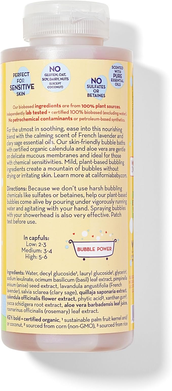 California Baby Calendula Bubble Bath | 100% Plant-Based Kids Bubble Bath | Soothing Lavender Baby Bubble Bath | Free Bubble Wand | 384 mL / 13oz