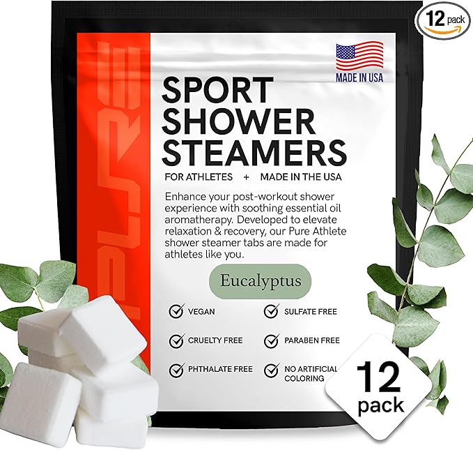 Sport Shower Steamers - USA Made with Natural Eucalyptus Essential Oil, Aromatherapy, Stress and Sinus Relief, Muscle Recovery for Athletes, Best Birthday Presents and Mother’s Day Gifts for Runners