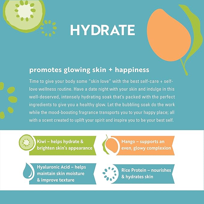 Wellness By Village Naturals Therapy, Hydrate Foaming Bath Soak, 36 oz, Pack of 2
