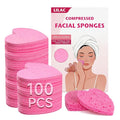 100 Count Compressed Facial Sponges 100% Natural Cellulose Eco-Friendly Makeup Sponges for Gentle Cleansing, Exfoliating & Stubborn Makeup Removal Travel for Women (pink)