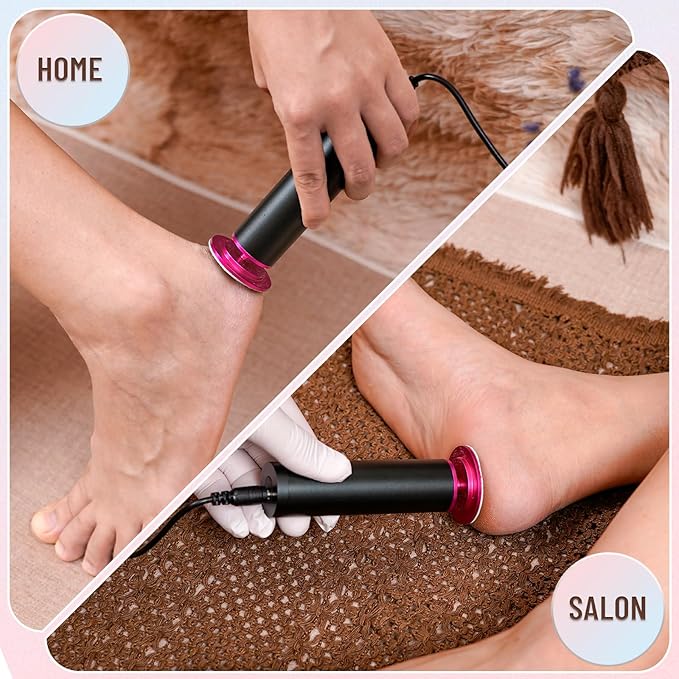 Dermawave Electric Foot File Callus Remover for Feet, Professional Electric Foot Sander Filer Grinder with 60 Sandpaper Discs for Men & Women, Pedicure Tool for Corn Dead Skin Cracked Heel