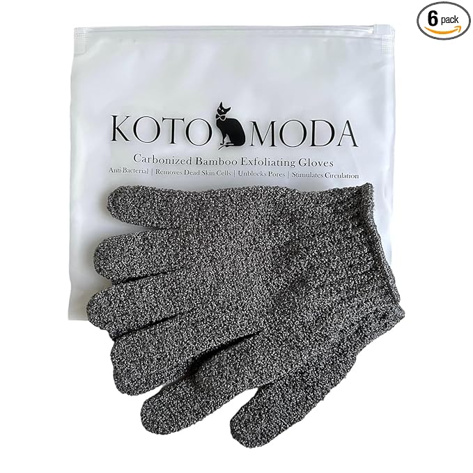 Sphynx Hairless Cats Bamboo Bath Gloves - Gentle Shower and Body Scrub Set (3 Pairs)