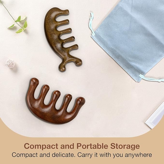 Natural Wooden Hair Growth Scalp Massager Comb, Wood Scalp Massager Tool for Stress Relief, Gua Sha & Scalp Therapy