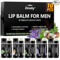 10 Pack Lip Balm for Men,Hydrating Natural Chapstick Bulk Vitamin E and Beeswax - 5 Flavors Chapstick for Men Gift,Peppermint,Coconut,Vanilla,Lavender & Unscent