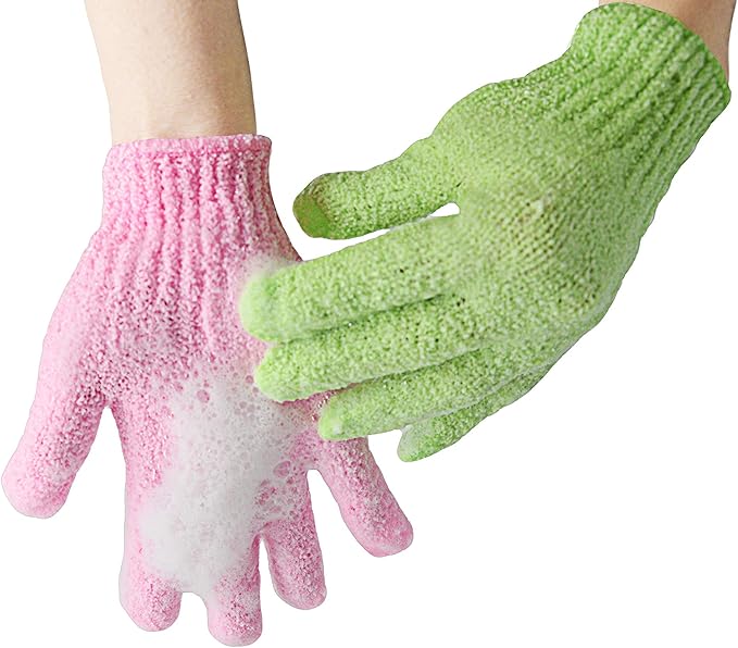 Exfoliating Gloves 10PCS Bath Gloves 5 Pairs, Natural Mitts Gloves for Men and Women Use,Shower Gloves Body Spa Makes Skin Soft and Healthy (AOLANS)