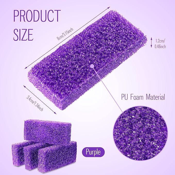 Batiyeer 100 Pcs Pumice Stone for Feet Scrubber Dead Skin Disposable Foot Pumice Foot Shower Scrubber Foot Scrubber for Heel Cuticle Callus Remover Bath Spa (Purple)