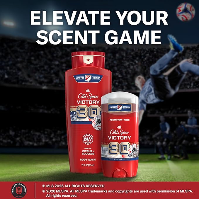 Old Spice Body Wash for Men, MLS Victory, Long Lasting Scent, Freshness that Lasts All Day, Cleanse & Refresh Skin, Limited Edition, Citrus + Success Scent, 21 oz