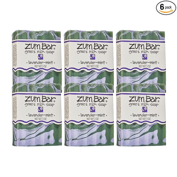 Zum Indigo Wild Goat's Milk Soap Bar - Bar Soap for Hands & Body Made with Essential Oils - 3 oz - Lavender-Mint (6 Pack)