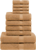 SUPERIOR Egyptian Cotton Pile 10 Piece Towel Set, Includes 2 Bath, 4 Hand, 4 Face Towels/Washcloths, Ultra Soft Luxury Towels, Thick Plush Essentials, Guest Bath, Spa, Hotel Bathroom, Rust