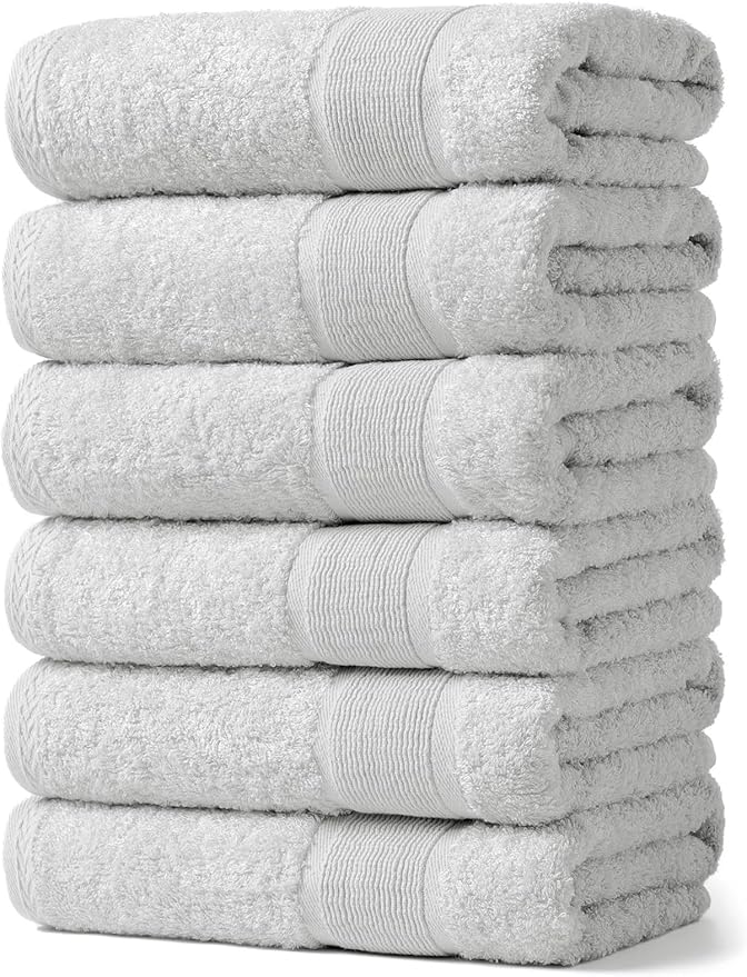 Aibaser Hand Towels-16x30inch - Lightweight and Highly Absorbent Hand Towels for Bathroom, Travel, Gym, Shower and Spa (Light Grey)